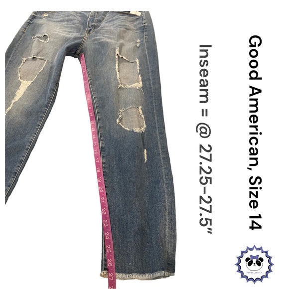 Good American “Good Cuts” Distressed Straight Leg Jeans, Size 14, NWT - Picture 7 of 10